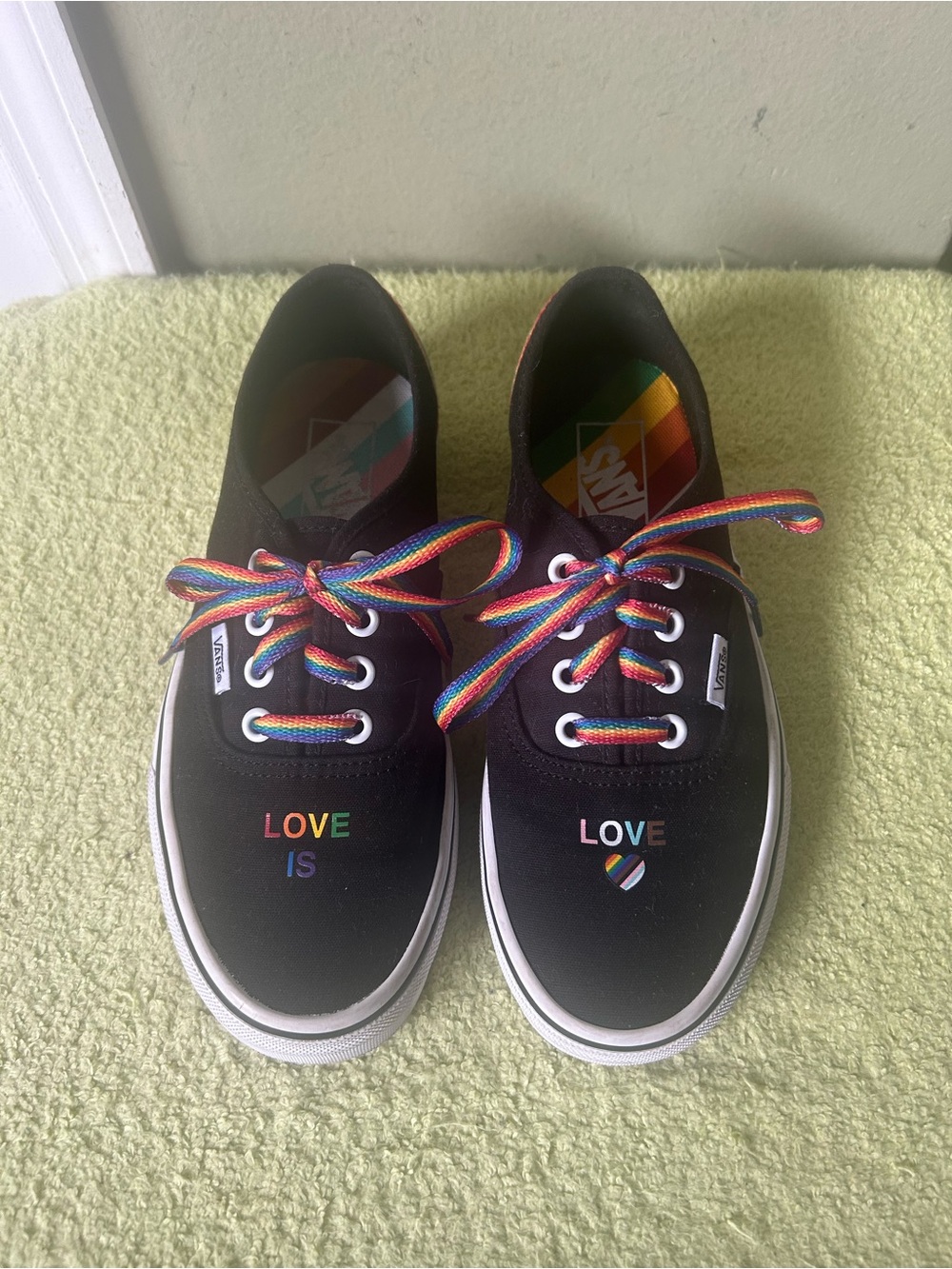 Vans Black unisex Canvas Sneakers with Rainbow Details